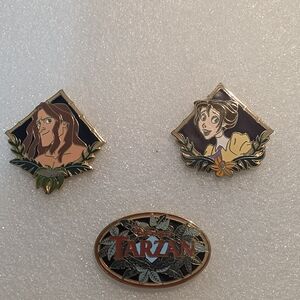 Disney Tarzan and Jane Brooch Set - Green and Gold